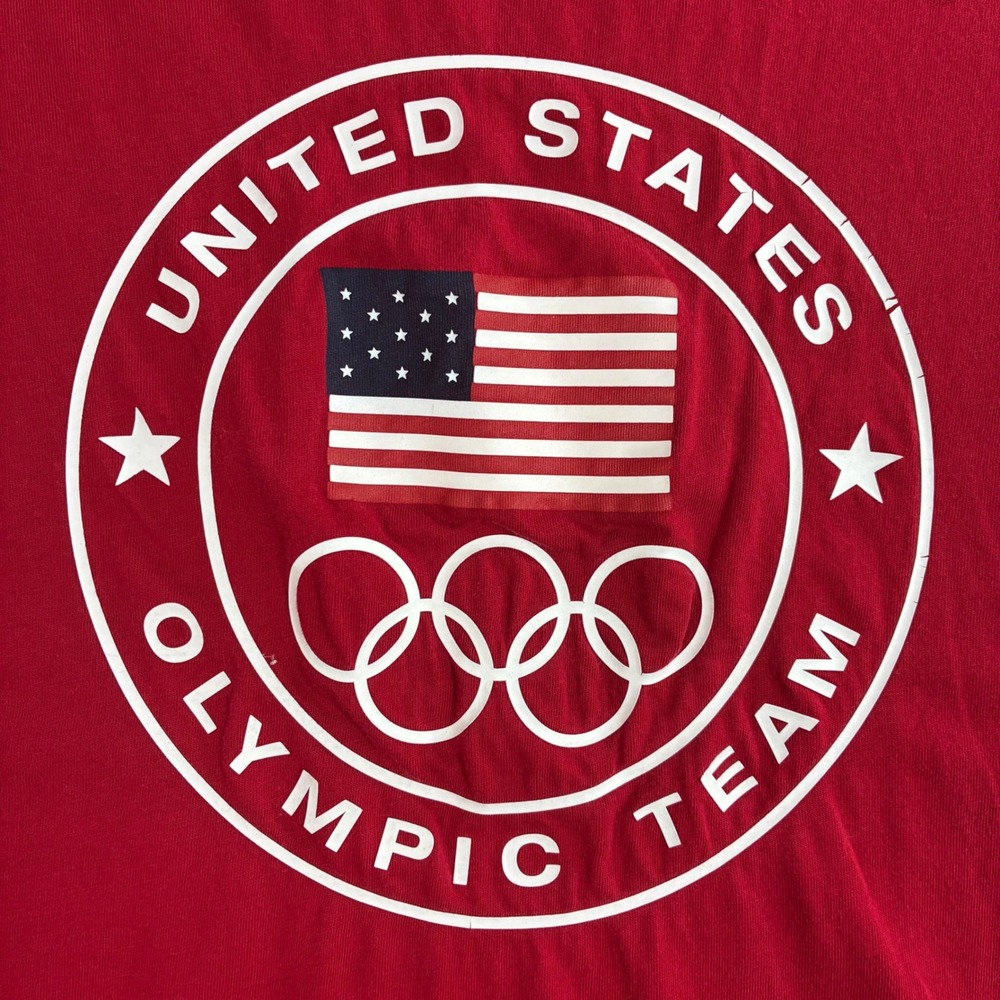 Polo Ralph Lauren US Olympic Team T Shirt Mens 2XB Red 2012 London Ringer Y2K - Picture 2 of 8